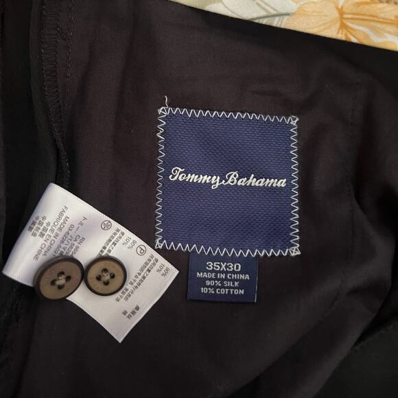 Tommy Bahama Silk Pants 35x30 Black Relaxed Fit Chinos Resort Cruise Wear Beach - Picture 5 of 6